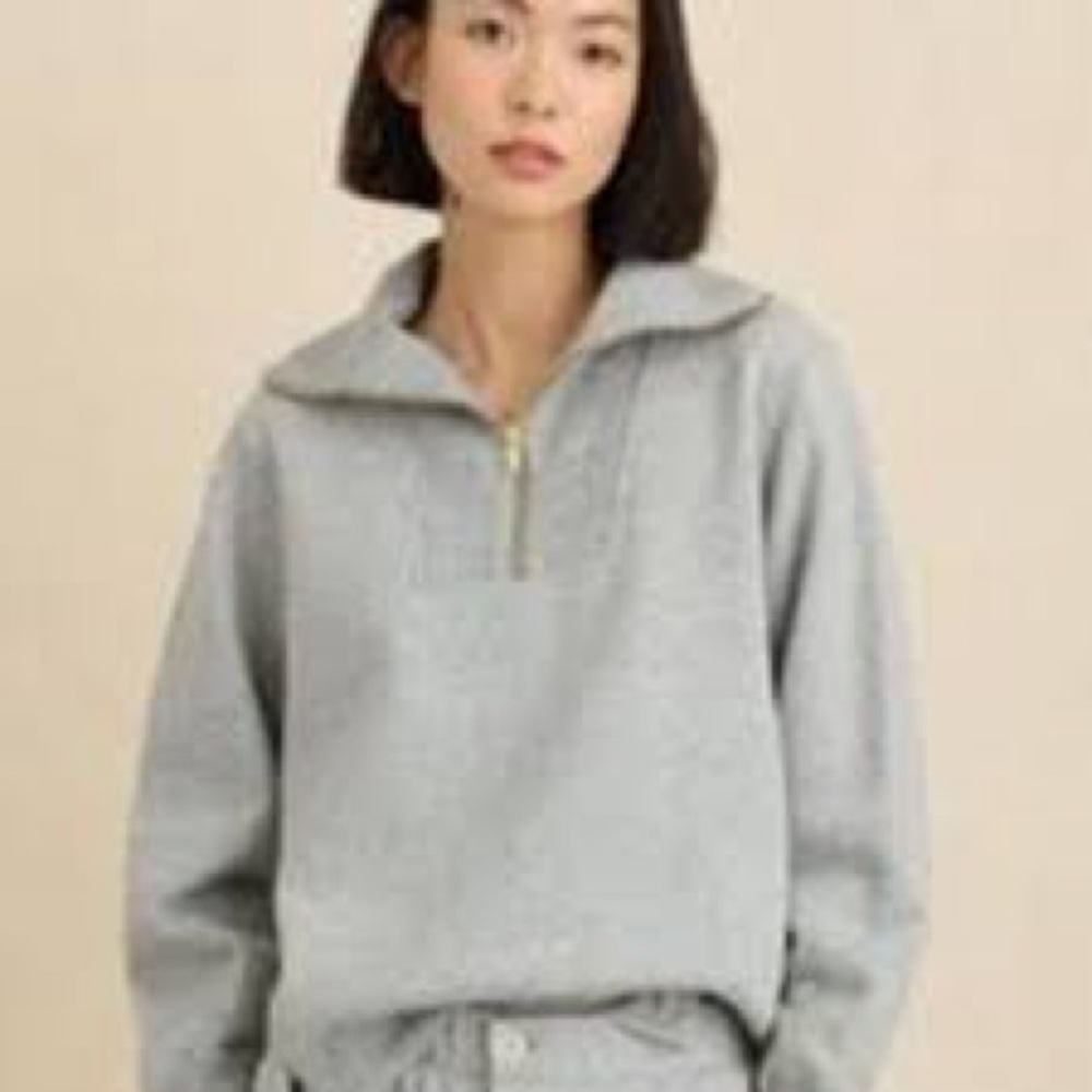 Alex Mill Light Gray Half-Zip Sweater